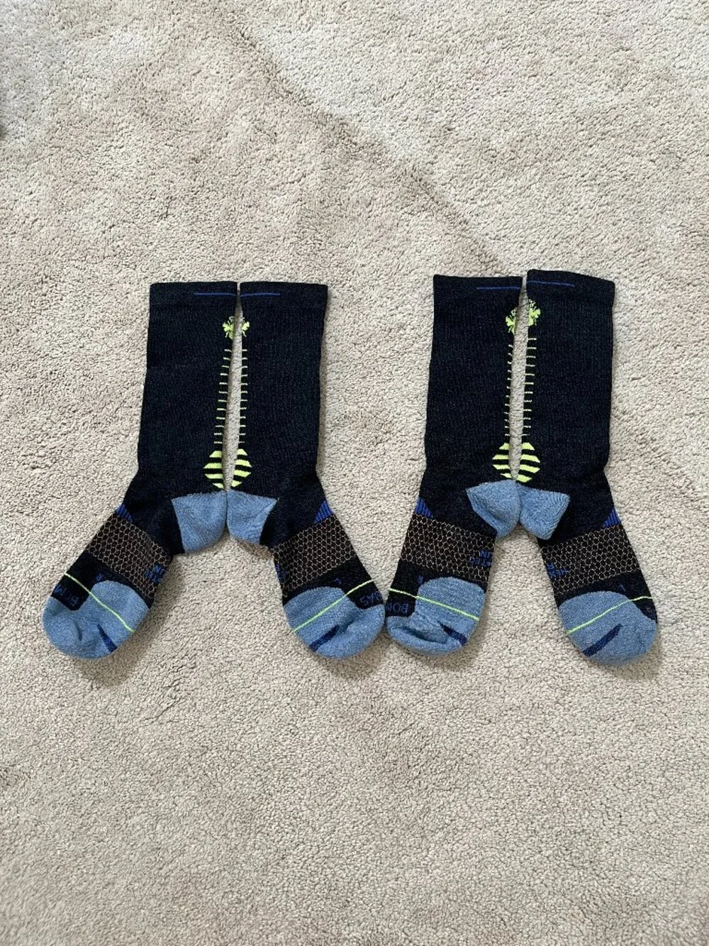 2-Pack New BOMBAS merino wool blend Midweight Crew Calf Socks XL Unisex Blue